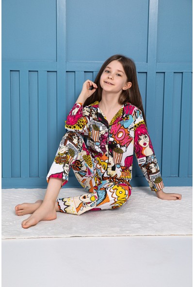 Softly Metraj Baskılı Kız Çocuk Pijama Takımı