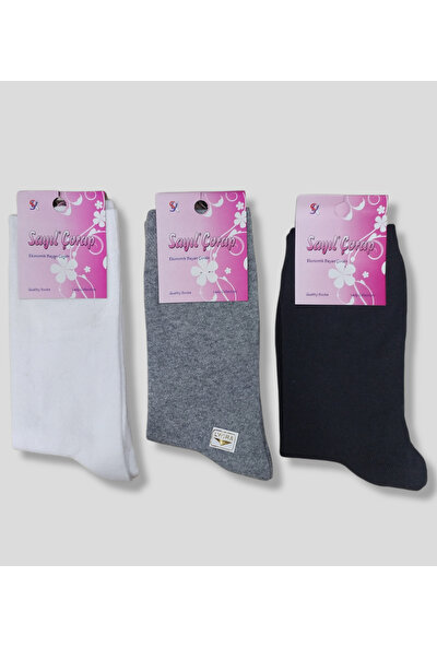 Diğer Sayıl Bayan Soket Çorabı Siyah Beyaz Gri 3 Adet