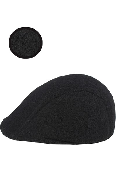 Varetta Erkek Kasket Kaşmir Yünlü Siyah Kışlık Kulaklı Şapka