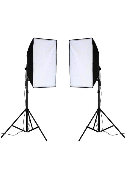 Cazip Shop Sürekli Işık Seti Softbox 2'li 50 x 70 cm + Ampul Set 2'li