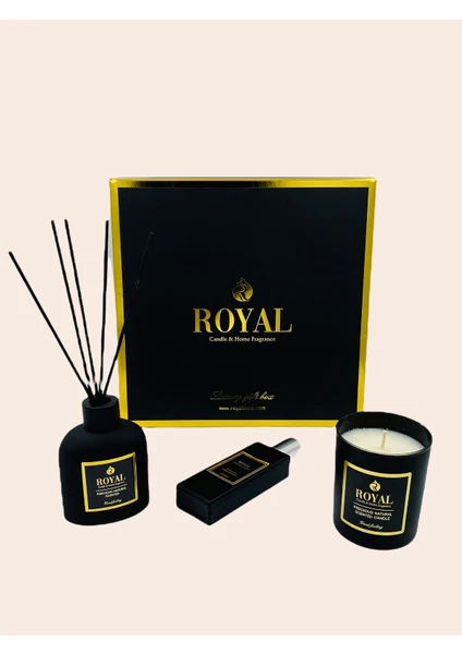 Royal Mum 3 Lü Black Orchid Kokulu Siyah Renk Cam Set ve Şık Hediye Kutusu