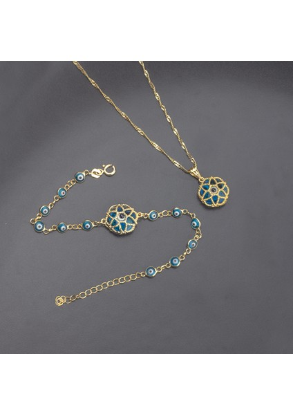 925 Ayar Gümüş Kafesli Nazar Kolye Bileklik Set fiyatları