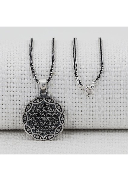Ayetel Kursi Dua Yazılı 25 Ayar Gümüş Erkek Kolye