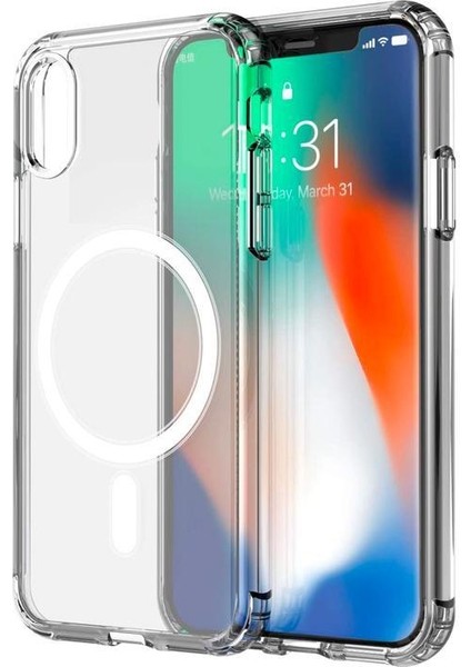 Apple iPhone x Xs 5.8 Kılıf Tacsafe Wireless Manyetik Şeffaf Kapak