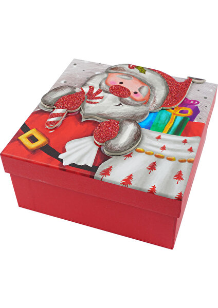 Yılbaşı Noel Baba Motifli Noel Kutusu 19 x 9 cm