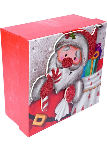 Yılbaşı Noel Baba Motifli Noel Kutusu 15 x 7 cm