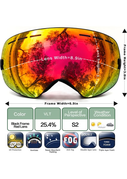 Değiştirilebilir Lensli Premium Kar Gözlükleri, Bay ve Bayan Snowboard Gözlük (Yurt Dışından)