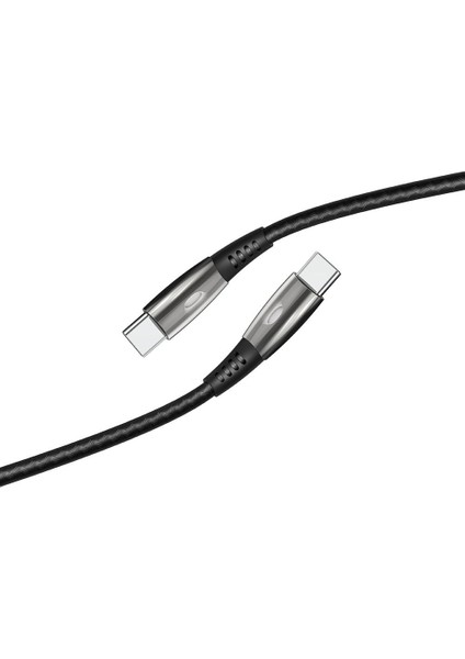 K645 Premium Type-C To Type-C Şarj ve Data Kablosu LED Işıklı 3A 1.2mt Siyah