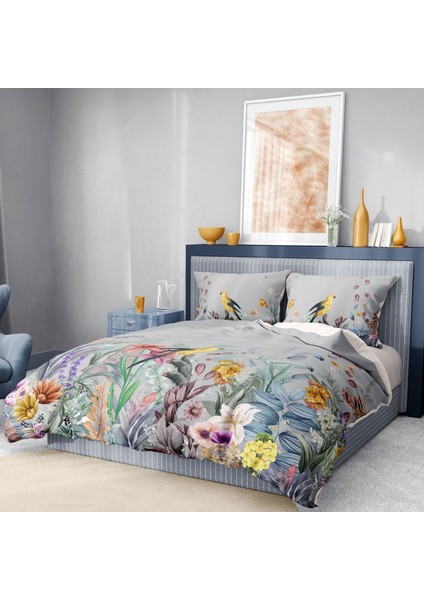 Premium Luxury Çift Kişilik Nevresim Takımı 3D Pamuk Saten Flowers Forest fiyatları
