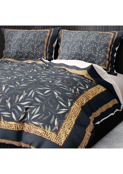 Premium Luxury Çift Kişilik Nevresim Takımı 3D Pamuk Saten Dark Leaf modelleri