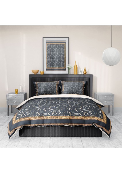 Premium Luxury Çift Kişilik Nevresim Takımı 3D Pamuk Saten Dark Leaf fırsatları