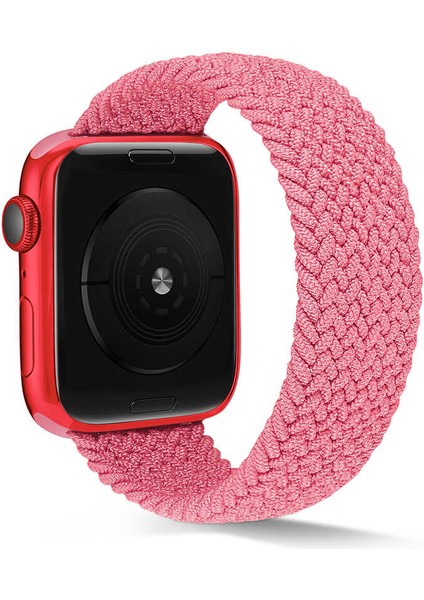 Apple Watch Uyumlu Seri 7/6/SE/5/4 Hasır Örgü Suya Dayanıklı Medium Kordon Kayış KRD-38 38mm 40mm 41mm - Pembe