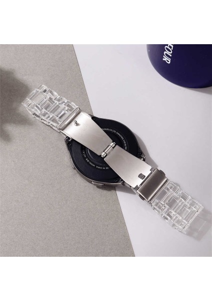 Samsung Galaxy Watch Active 2 Renkli Transparan Sert Silikon Kırılmalara Dayanıklı Kordon Kayış KRD-27 40mm - Mavi