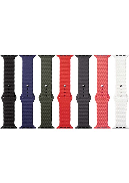 Apple Watch Uyumlu Seri 7/6/SE/5/4 Naylon Hasır Örgü Dayanıklı Kordon Kayış KRD-37 38mm 40mm 41mm - Kırmızı fiyatları