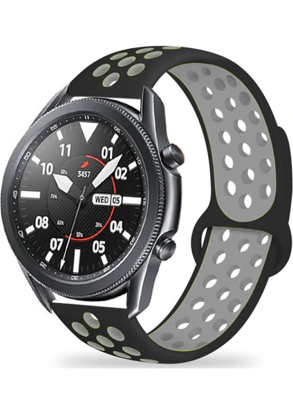 Xiaomi Mi Watch Color Kordon Kayış Spor Delikli Esnek Silikon KRD-02 - Gri - Siyah