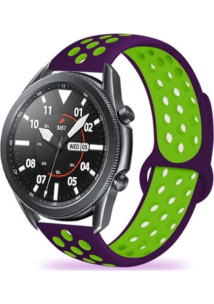 Xiaomi Mi Watch Color Kordon Kayış Spor Delikli Esnek Silikon KRD-02 - Mor - Yeşil