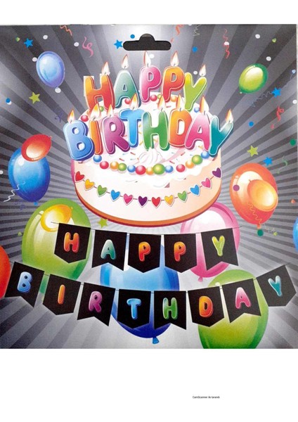 Mavi Zemin Renkli Yazılı Happy Birthday Banner
