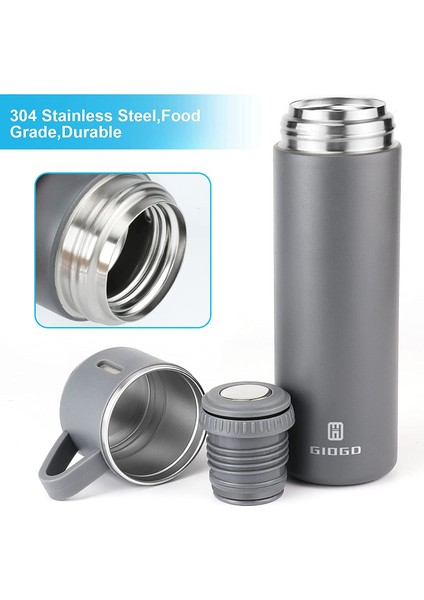Paslanmaz Çelik Termos 500ML/16.9OZ Kahve Için Fincanlı Vakum Yalıtımlı (Yurt Dışından)