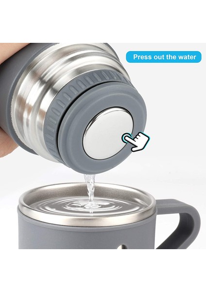 Paslanmaz Çelik Termos 500ML/16.9OZ Kahve Için Fincanlı Vakum Yalıtımlı (Yurt Dışından)