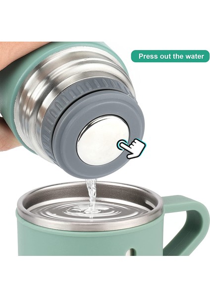 Paslanmaz Çelik Termo 500ML/16.9OZ Kahve Için Fincanlı Vakum Yalıtımlı Şişesi (Yurt Dışından)