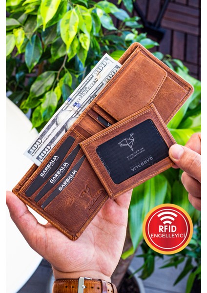 Kanguru Deri Rfıd Engelleyici Crazy Cüzdan Kartlık