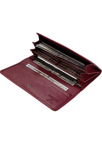 Angel Deri Cep Telefonu Bölmeli Kadın Cüzdanı Bordo fiyatları