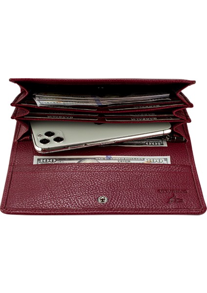 Angel Deri Cep Telefonu Bölmeli Kadın Cüzdanı Bordo modelleri