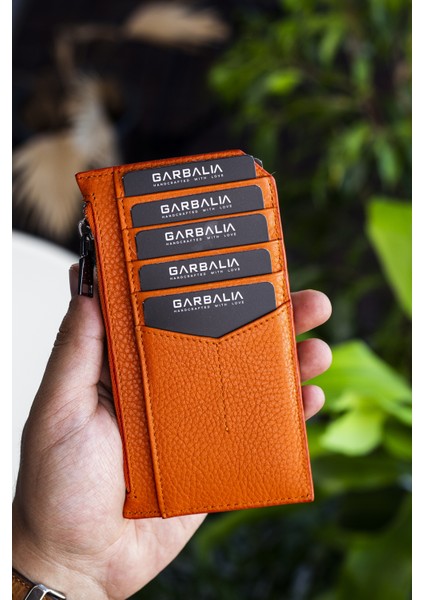 Blush Hakiki Deri Fermuarlı Unisex Kartlık Cüzdan Turuncu modelleri