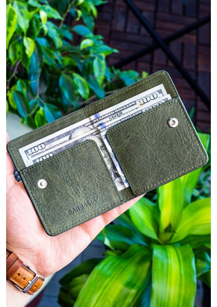 Regina Vintage Deri Erkek Kartlık Cüzdan Yeşil