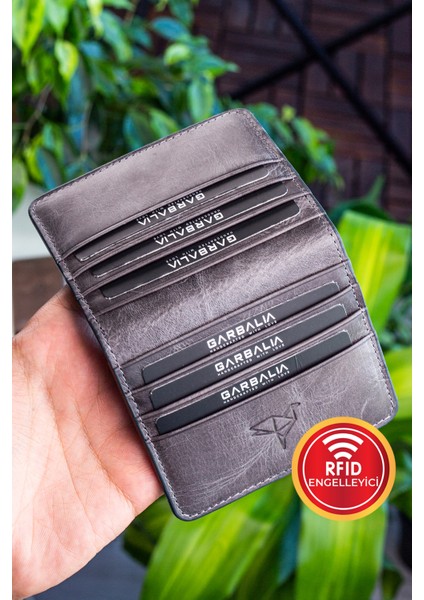 Regina Vintage Deri Erkek Kartlık Cüzdan Gri