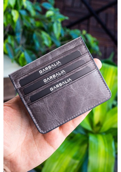 Regina Vintage Deri Erkek Kartlık Cüzdan Gri