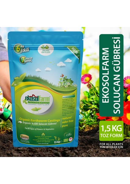 %100 Organik Solucan Gübresi® 1,5 Kg / Doypack Ambalaj