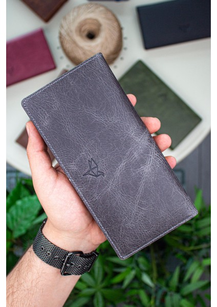 Hamburg Deri El Saplı Mıknatıslı Telefon Bölmeli Portföy Cüzdan Gri modelleri