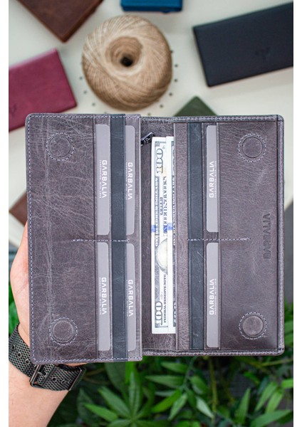 Hamburg Deri El Saplı Mıknatıslı Telefon Bölmeli Portföy Cüzdan Gri indirimleri