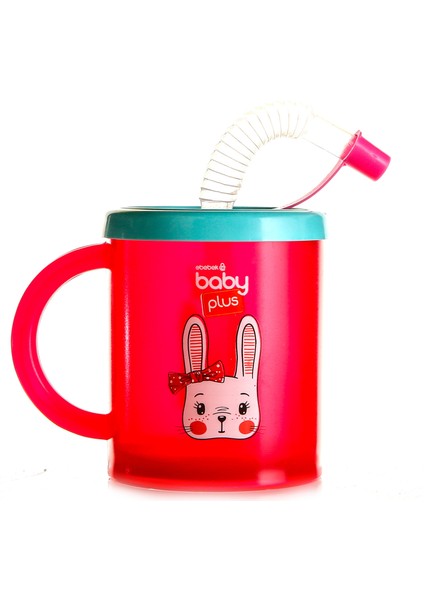 Baby Plus Desenli Pipetli Bardak Pembe 210CC