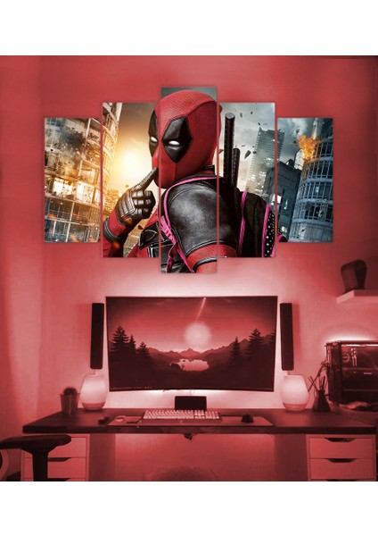 Deadpool Temalı 5 Parçalı Duvar Tablosu