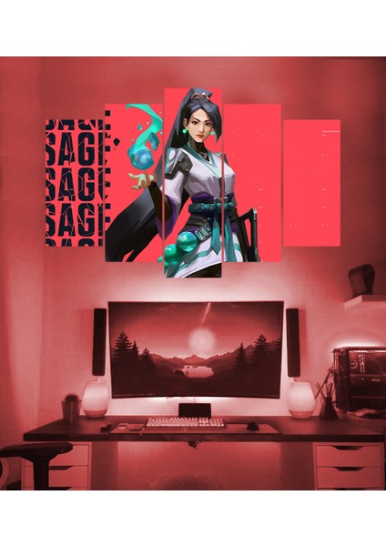 Vlrnt Sage Temalı 5 Parçalı Duvar Tablosu