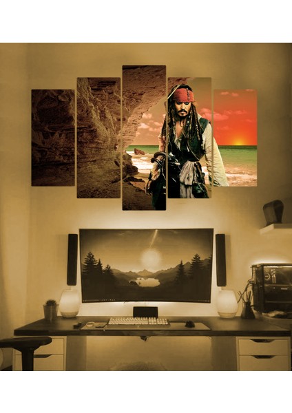 Jack Sparrow Temalı 5 Parçalı Duvar Tablosu