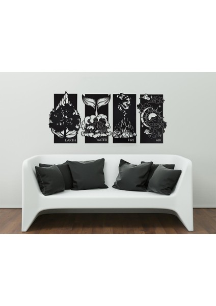 Dört Parça Lazer Kesim Element Mdf Dekoratif Tablo