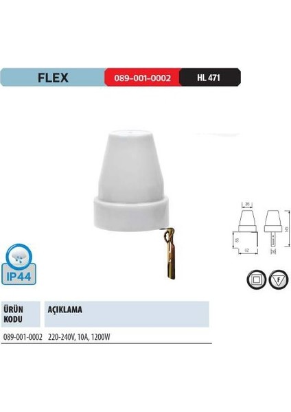 Flex Günışığına Duyarlı Fotosel Role 10A 1200W IP44