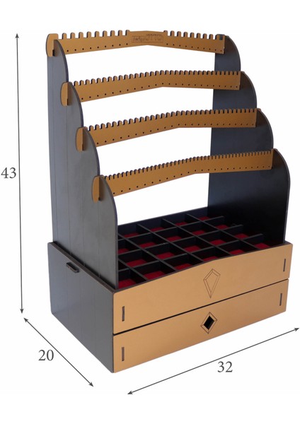 Design Otto Diamond Large Organizer Kozmetik Makyaj Kolye Küpe Yüzük Takı Kutusu Düzenleyici