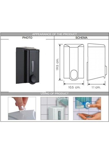 Sıvı Sabun Dispenseri Aparatı Siyah 1000 ml  S4B