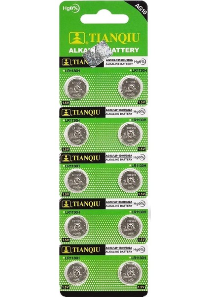 Buton Pil - Saat Lazer Hesap Makinesi Pili 10LU Paket AG10 - LR1130H - 389A -1.55V-
