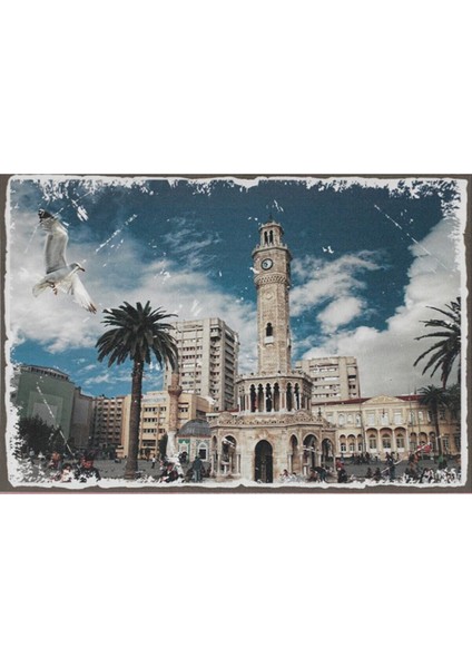 Izmir Saat Kulesi Görselli Ahşap Tablo