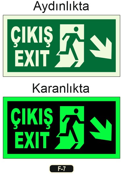 Fosforlu Çıkış Exıt Yön Levhası F-7