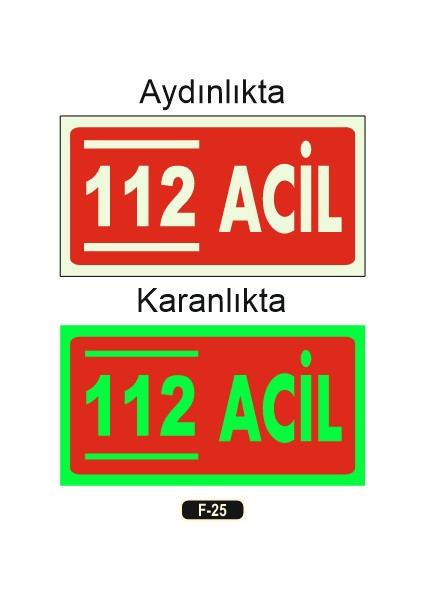 Fosforlu 112 Acil Yön Levhası F-25