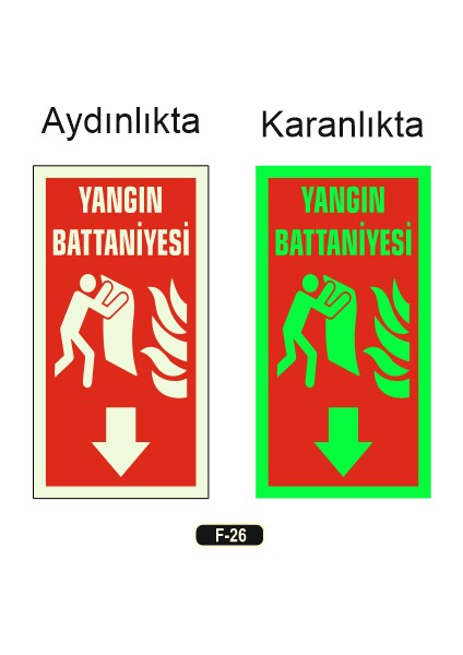 Fosforlu Yangın Battaniyesi Yön Levhası F-26