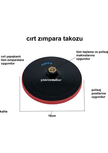 Cırt Zımpara Tabanı Polisaj Tabanı 180 Rodex Marka fiyatları