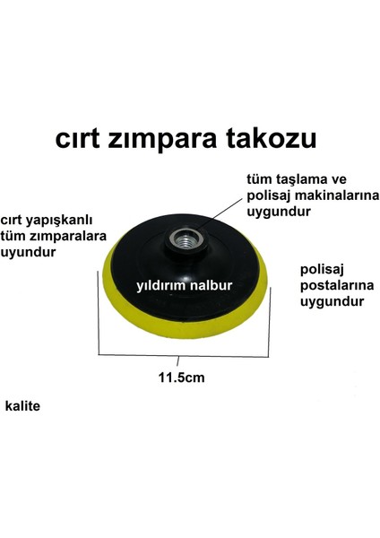 Cırt Zımpara Tabanı Polisaj Tabanı 115 Lik Küçük Boy