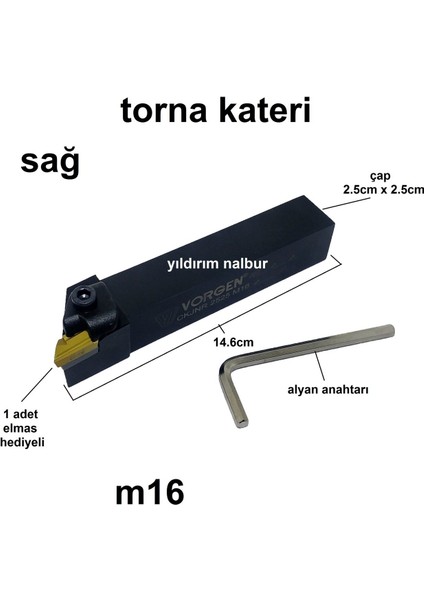 Torna Kateri Sağ Vorgen Kalite M16 Torna Kater Elmas Aparatı